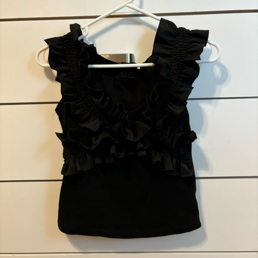 Y2K Black Ruffle Tank - Picture 2 of 4
